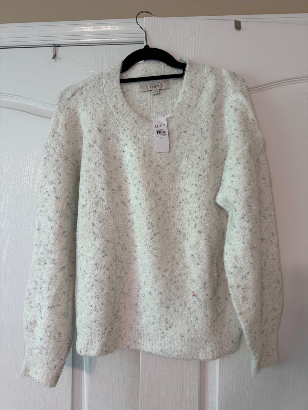 LOFT Cream Speckled Crewneck Sweater
